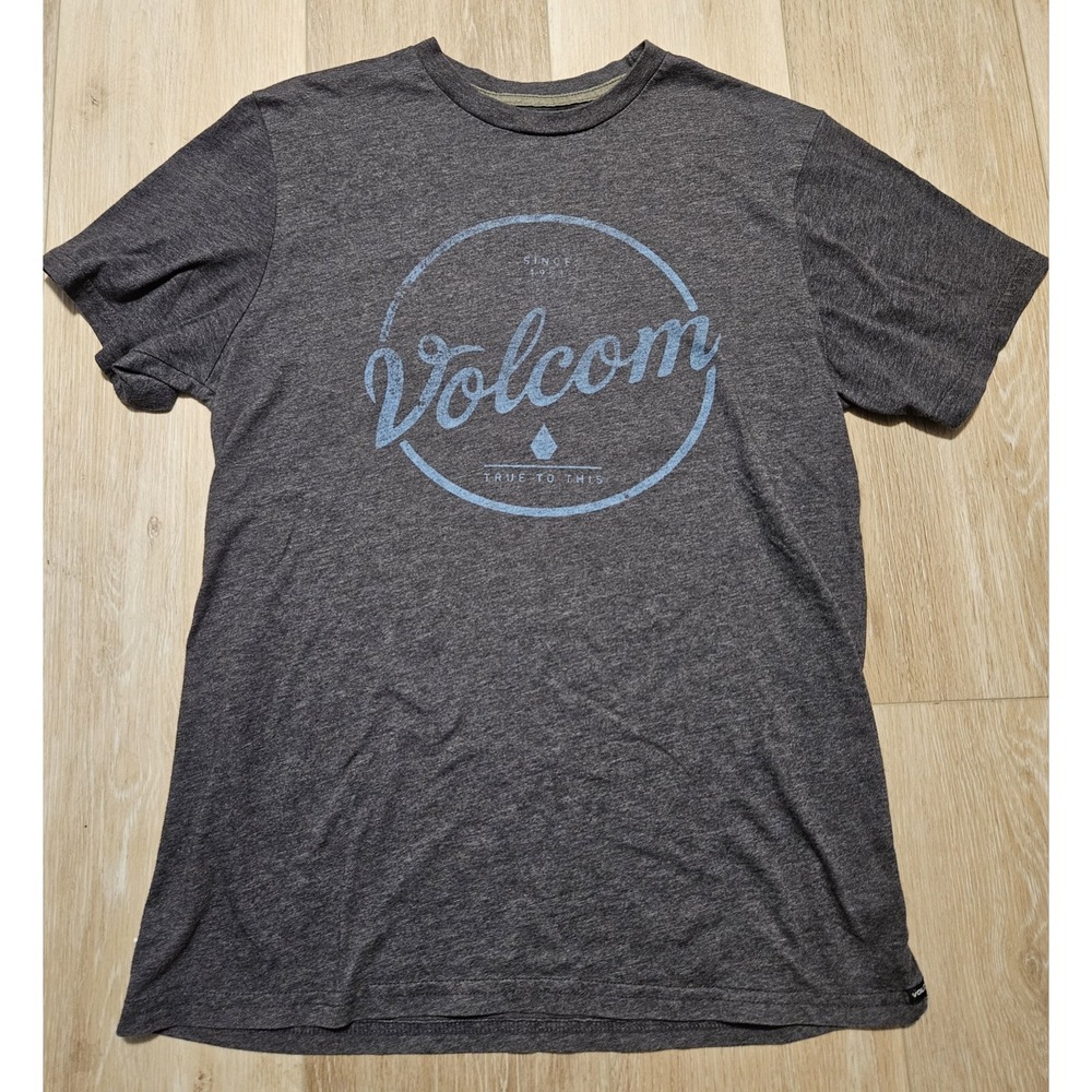 Volcom T-shirt Womens Gray Blue Logo True To This  M/M Shirt Size M